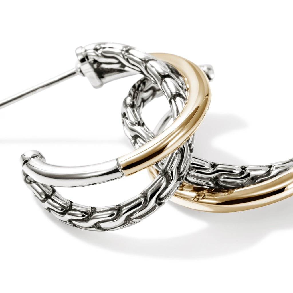John Hardy JH Essential Crossover Earring, Gold & Sterling Silver - Carter's Collective Fine Jewelry