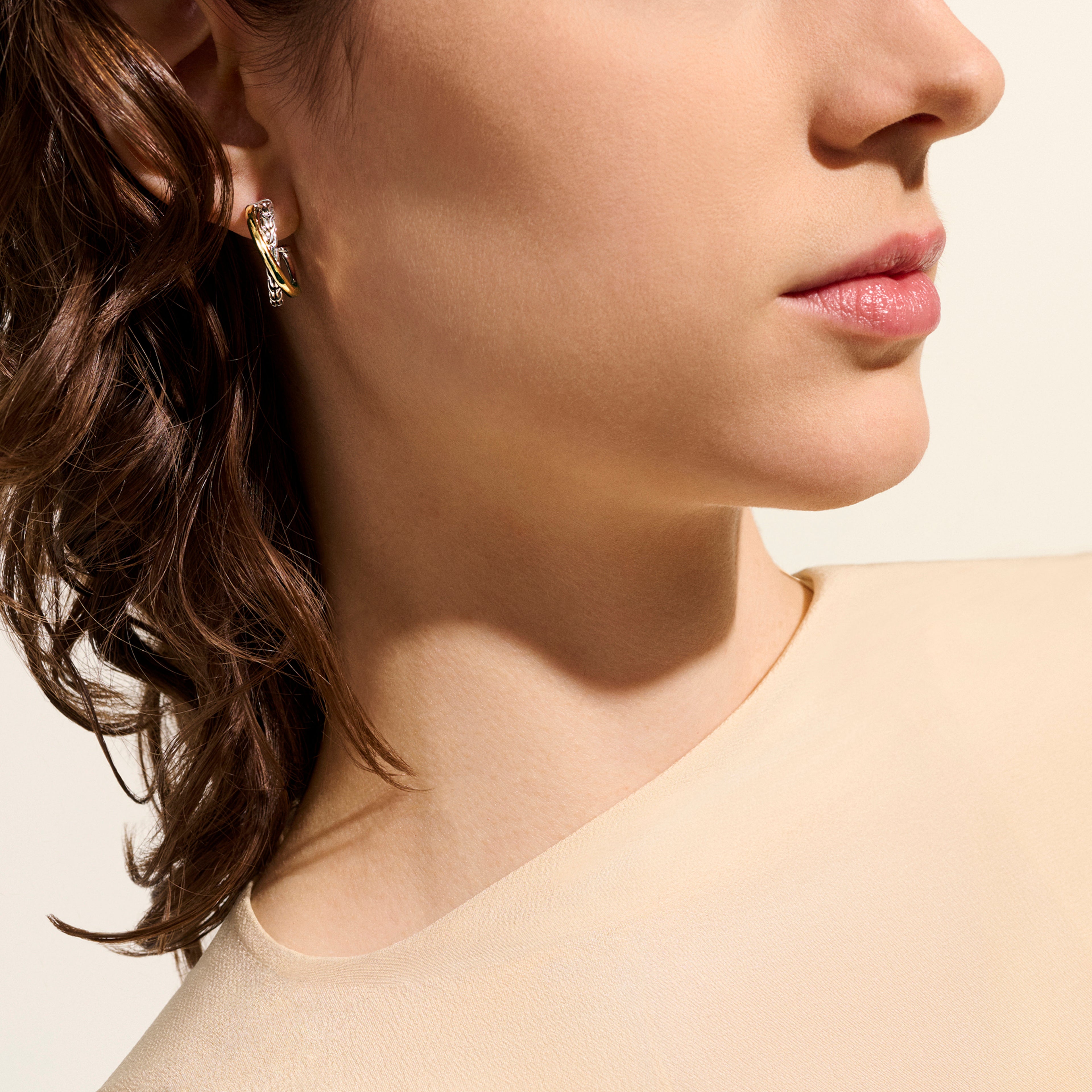 John Hardy JH Essential Crossover Earring, Gold & Sterling Silver - Carter's Collective Fine Jewelry