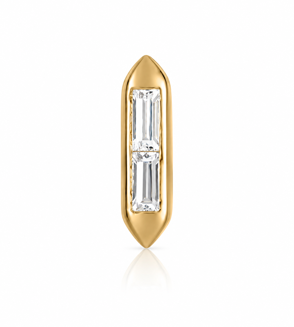 Sydney Baguette White Sapphire Piercing Stud Earring (Single)