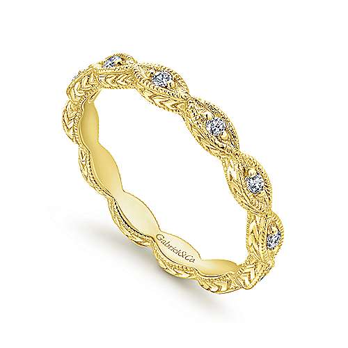 14K Yellow Gold Diamond Marquise Station Ring