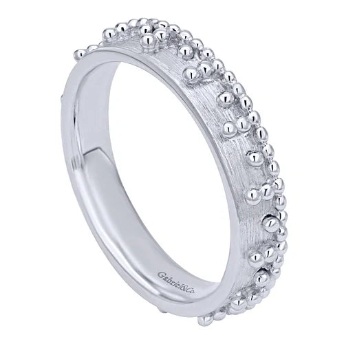 
                  
                    Sterling Silver Beaded Ladies Stackable Band
                  
                