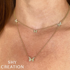 Pave Diamond Butterfly Station Necklace 16-18" - Carter's Collective Fine Jewelry