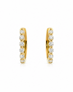 Shared Prong Diamond Huggie Hoop Earrings, 0.30 (Pair)
