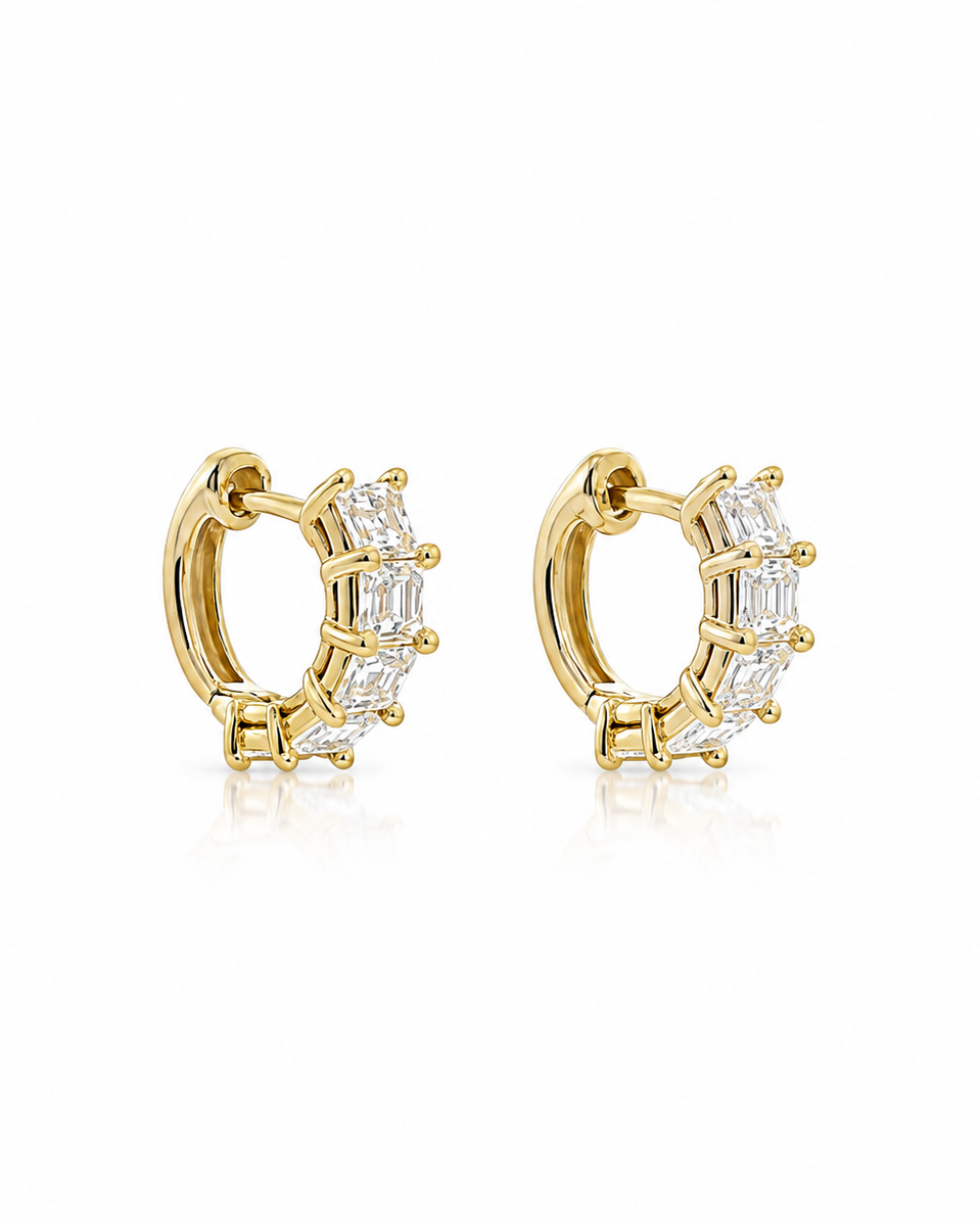 Emerald-Cut Lab-Grown Diamond Huggie Hoop Earrings, 1.60 CTTW