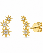Pave Diamond Starburst Stud Earrings (Pair), 0.06cttw
