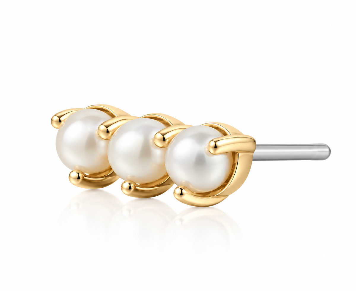 Kynslee Triple Pearl Piercing Stud Earring (Single)