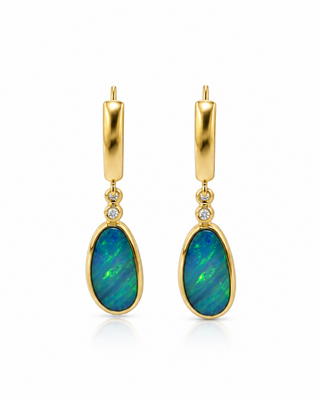 Australian Opal Doublet Dangle Earrings