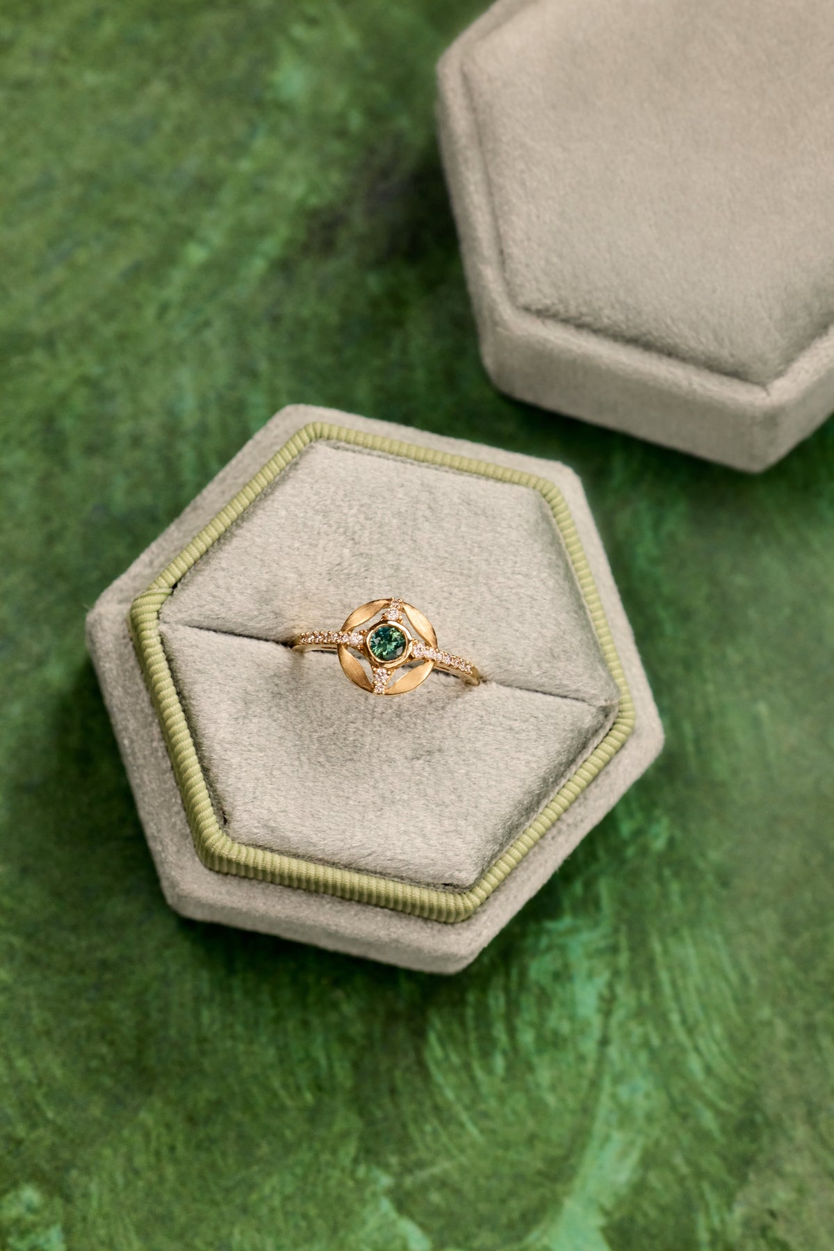Montana Sapphire and Diamond Compass Ring