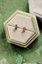 Watermelon Tourmaline Half Bezel Stud Earrings