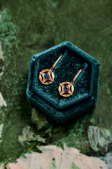 Montana Sapphire and Diamond Compass Dangle Earrings