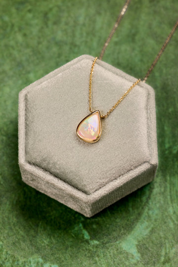 Australian Opal Pear Shape Bezel Necklace