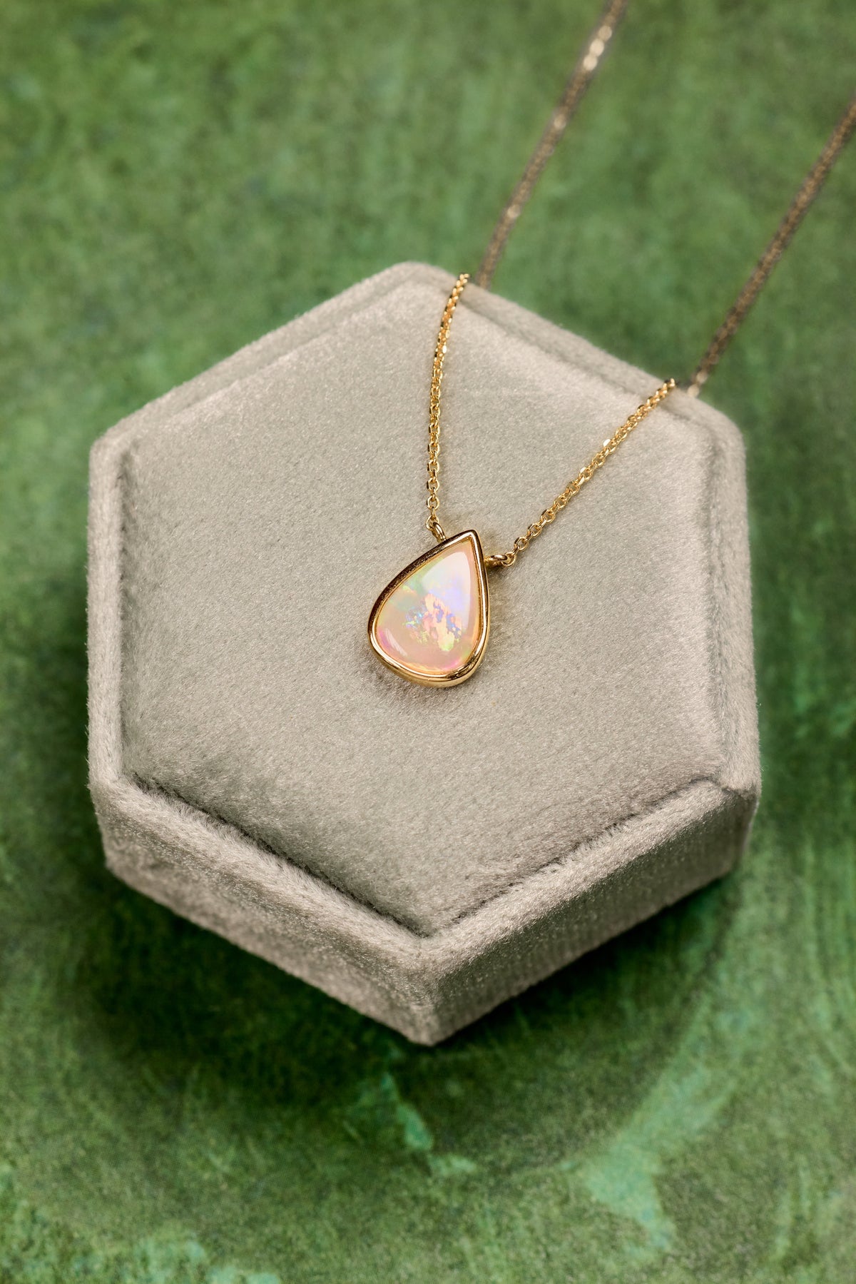 Australian Opal Pear Shape Bezel Necklace