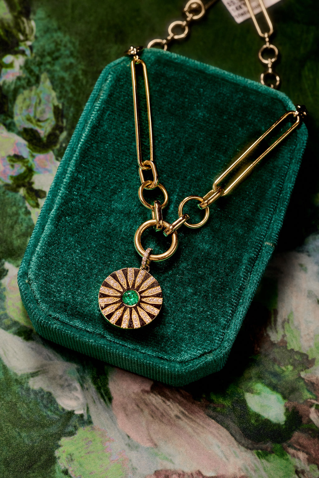 Emerald Medallion w/0.46ct Natural Diamond Accents