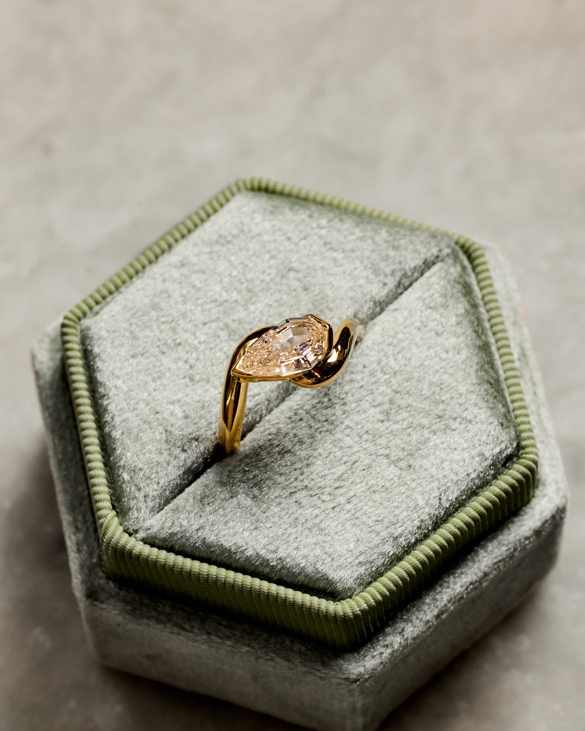 Step Cut Pear Shaped Natural Diamond Ring
