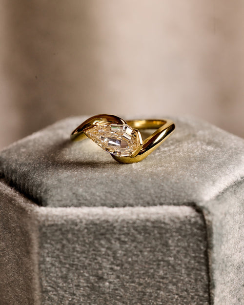 Step Cut Pear Shaped Natural Diamond Ring
