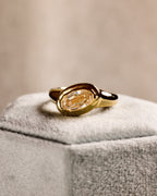 Step Cut Natural Diamond Bezel Signet Engagement Ring