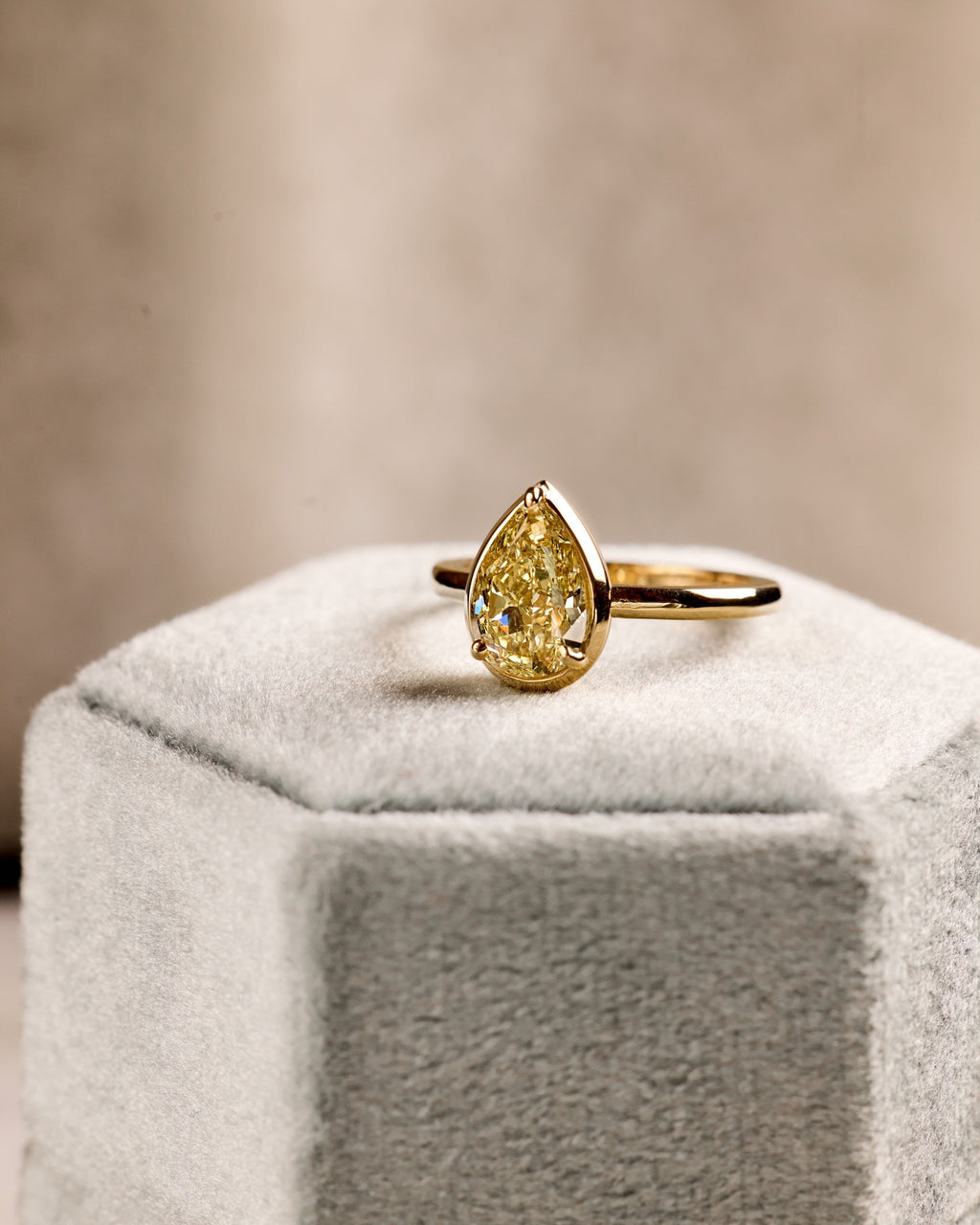 Fancy Yellow Pear Shaped Engagement Ring