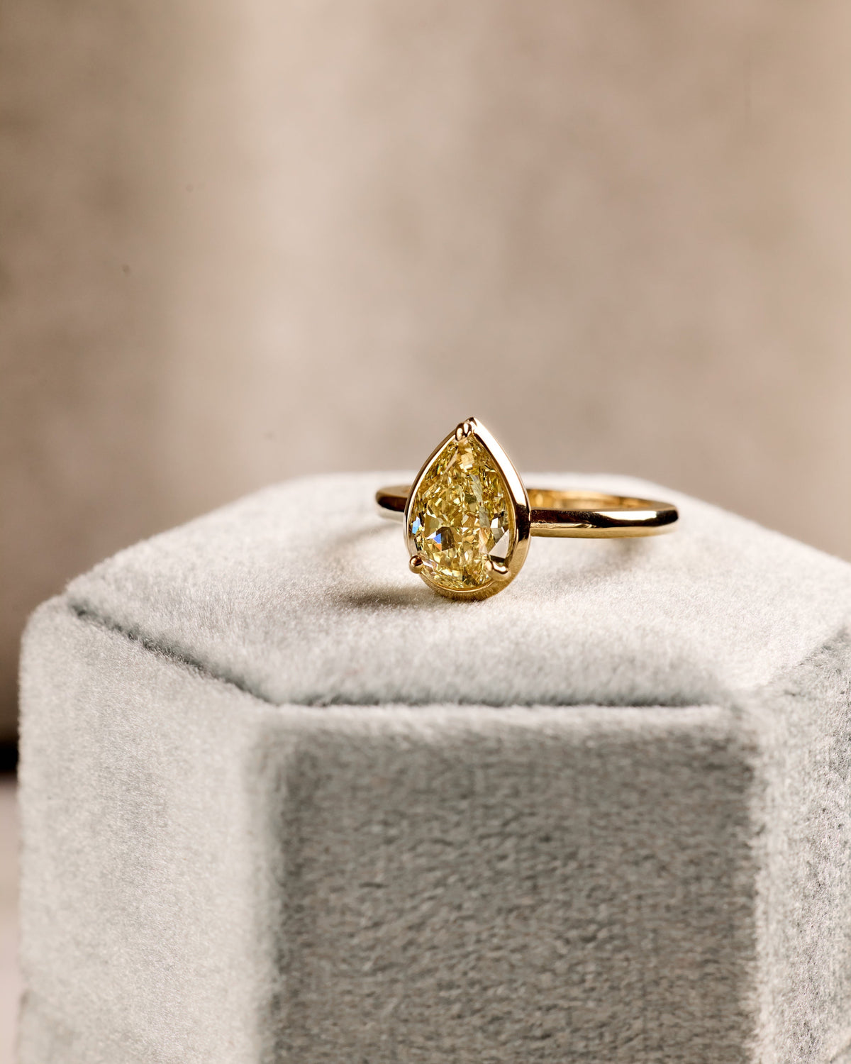 Fancy Yellow Pear Shaped Engagement Ring