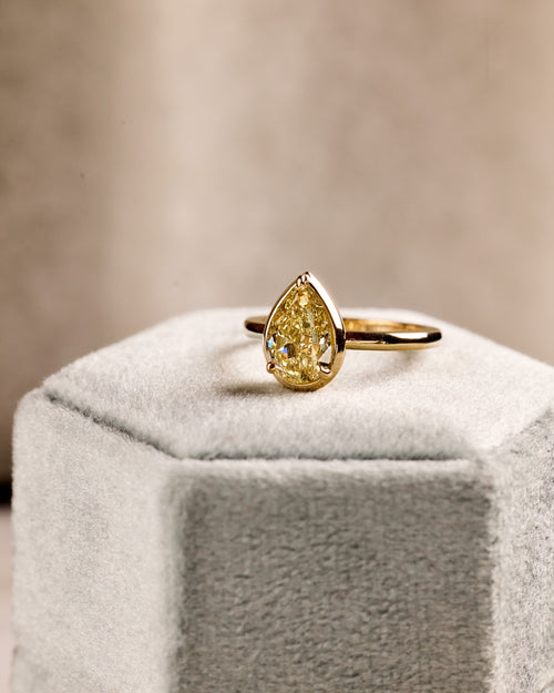 Fancy Yellow Pear Shaped Engagement Ring