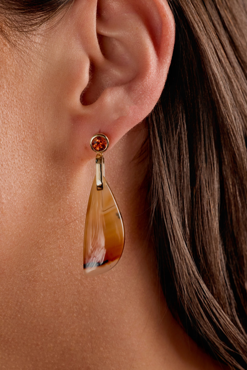 Citrine and Montana Agate Dangle Earrings