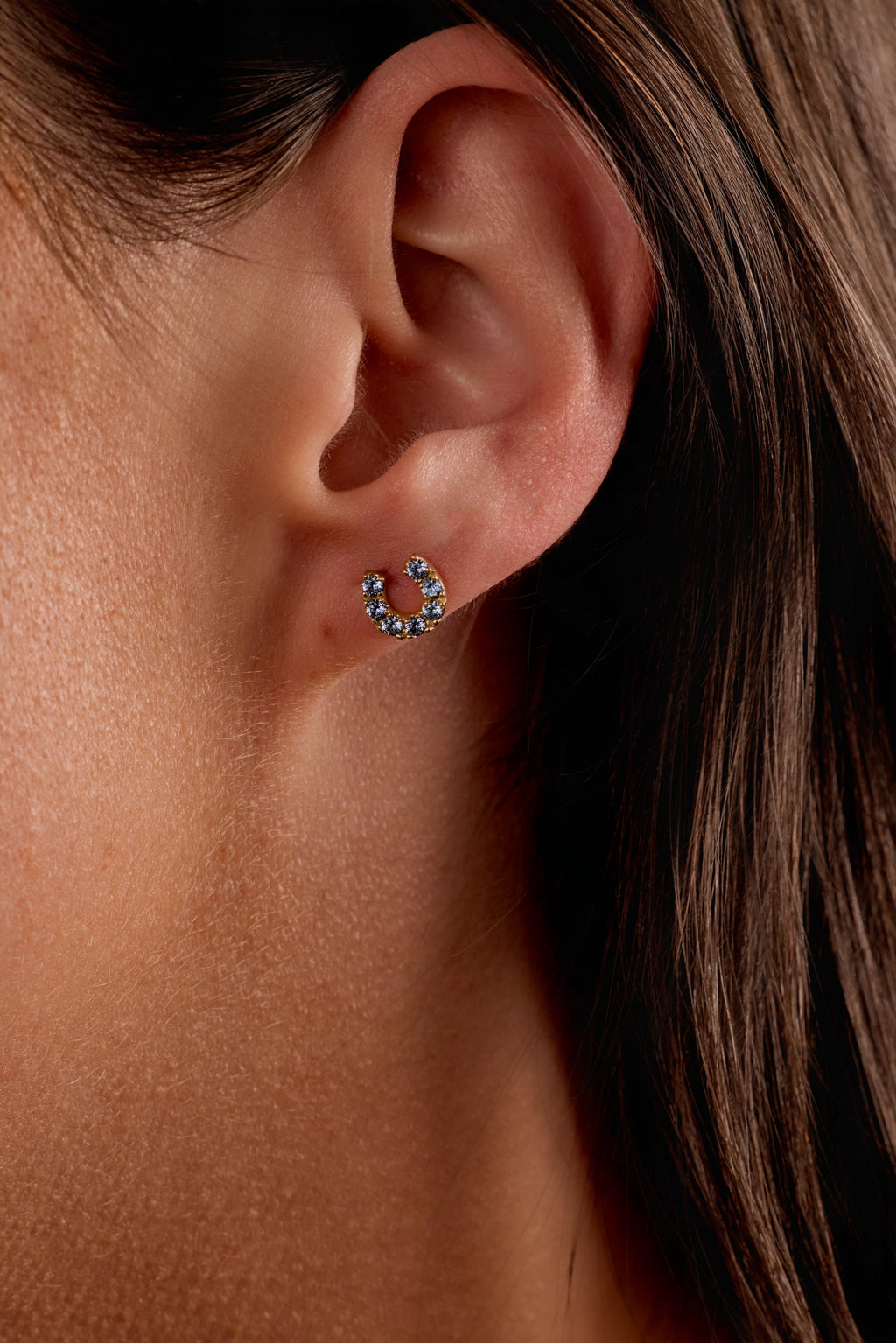 Yogo Sapphire Horseshoe Stud Earrings