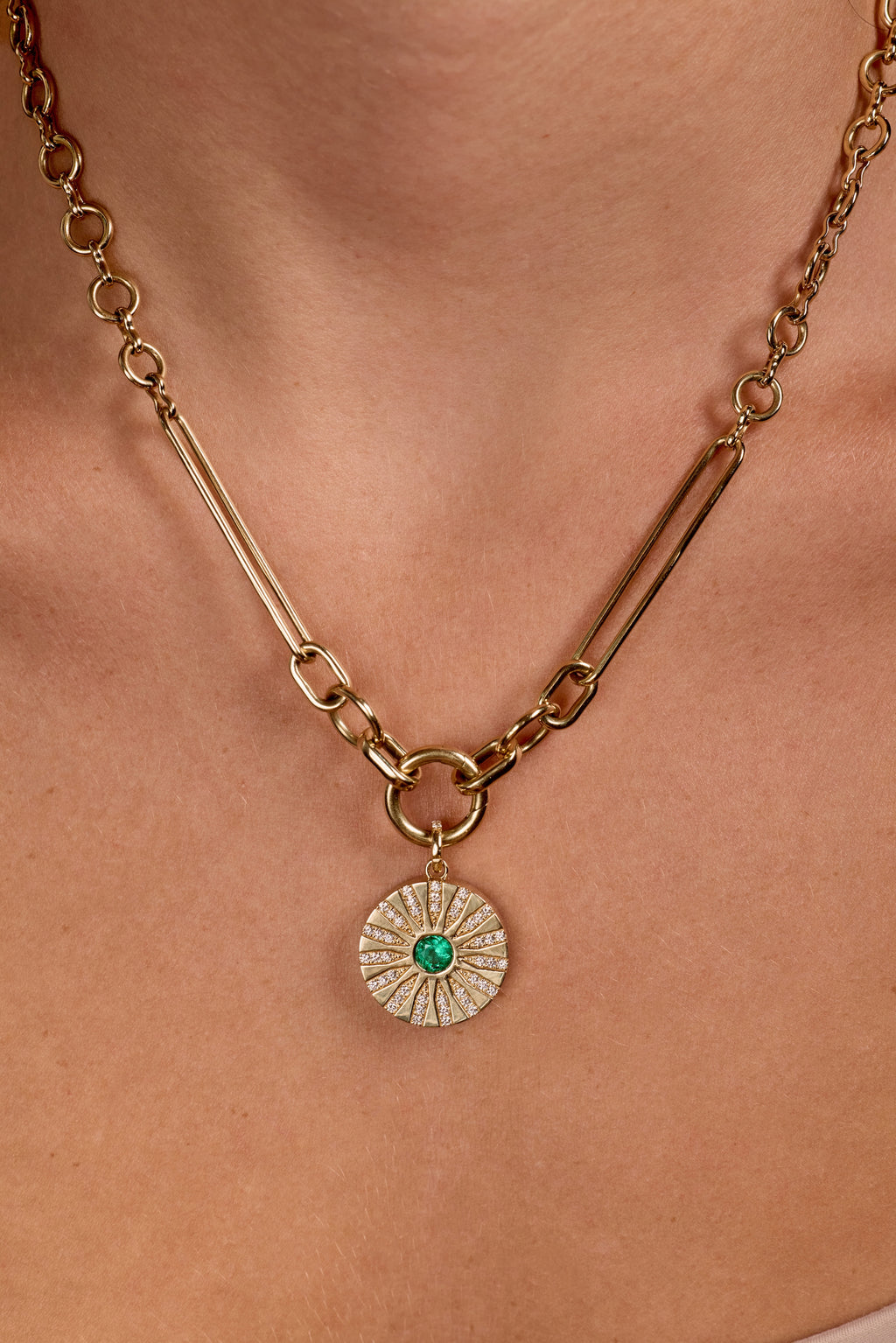 Emerald Medallion w/0.46ct Natural Diamond Accents