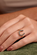 Yogo Sapphire Horseshoe Ring