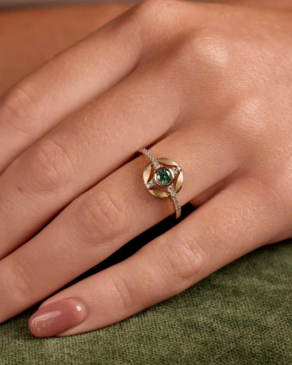 Montana Sapphire and Diamond Compass Ring