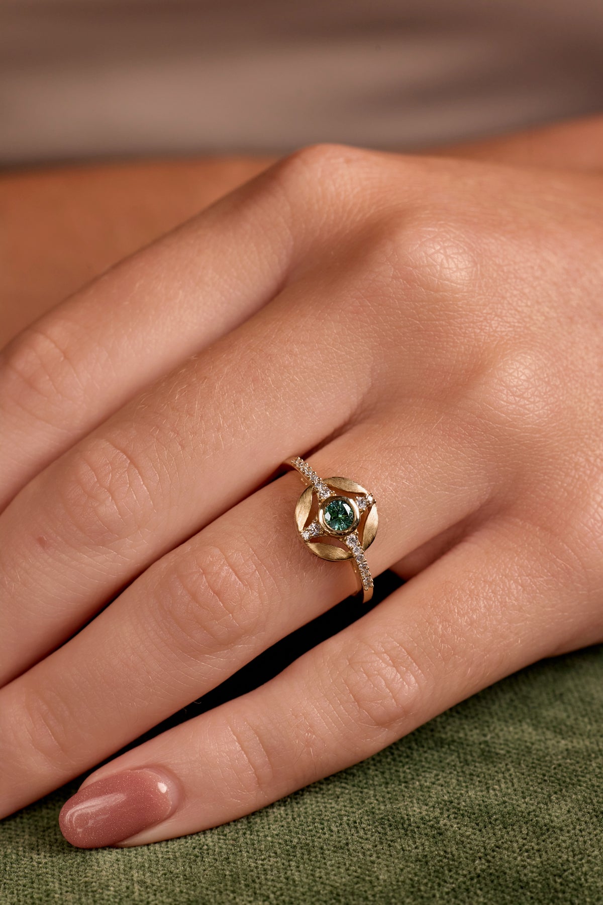 Montana Sapphire and Diamond Compass Ring