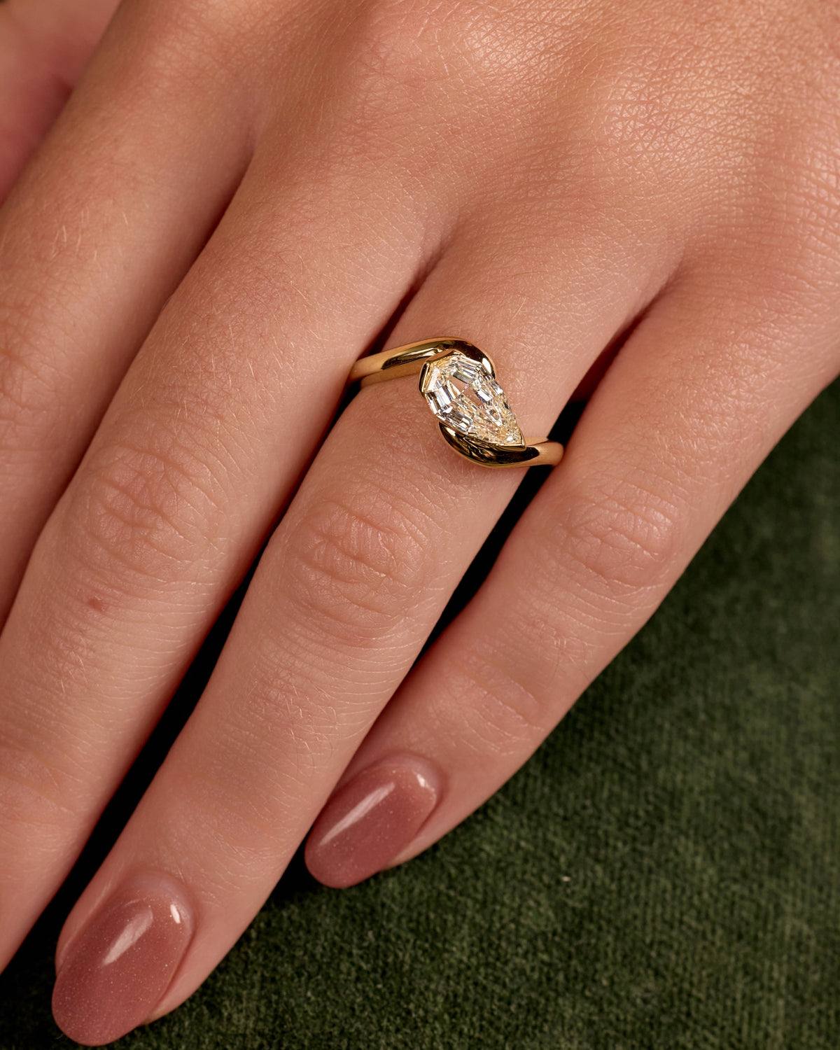 Step Cut Pear Shaped Natural Diamond Ring