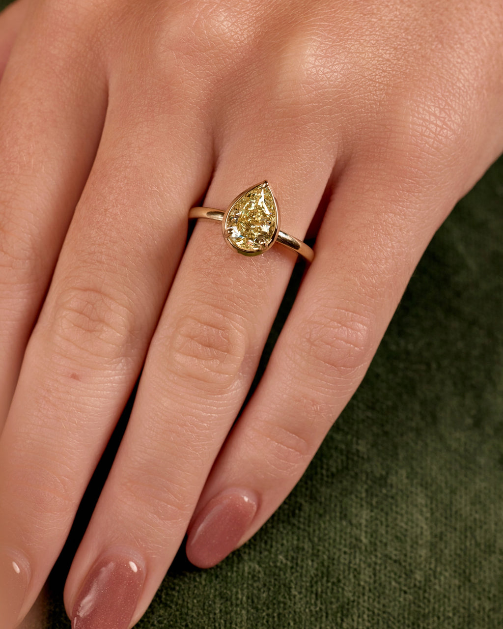 Fancy Yellow Pear Shaped Engagement Ring