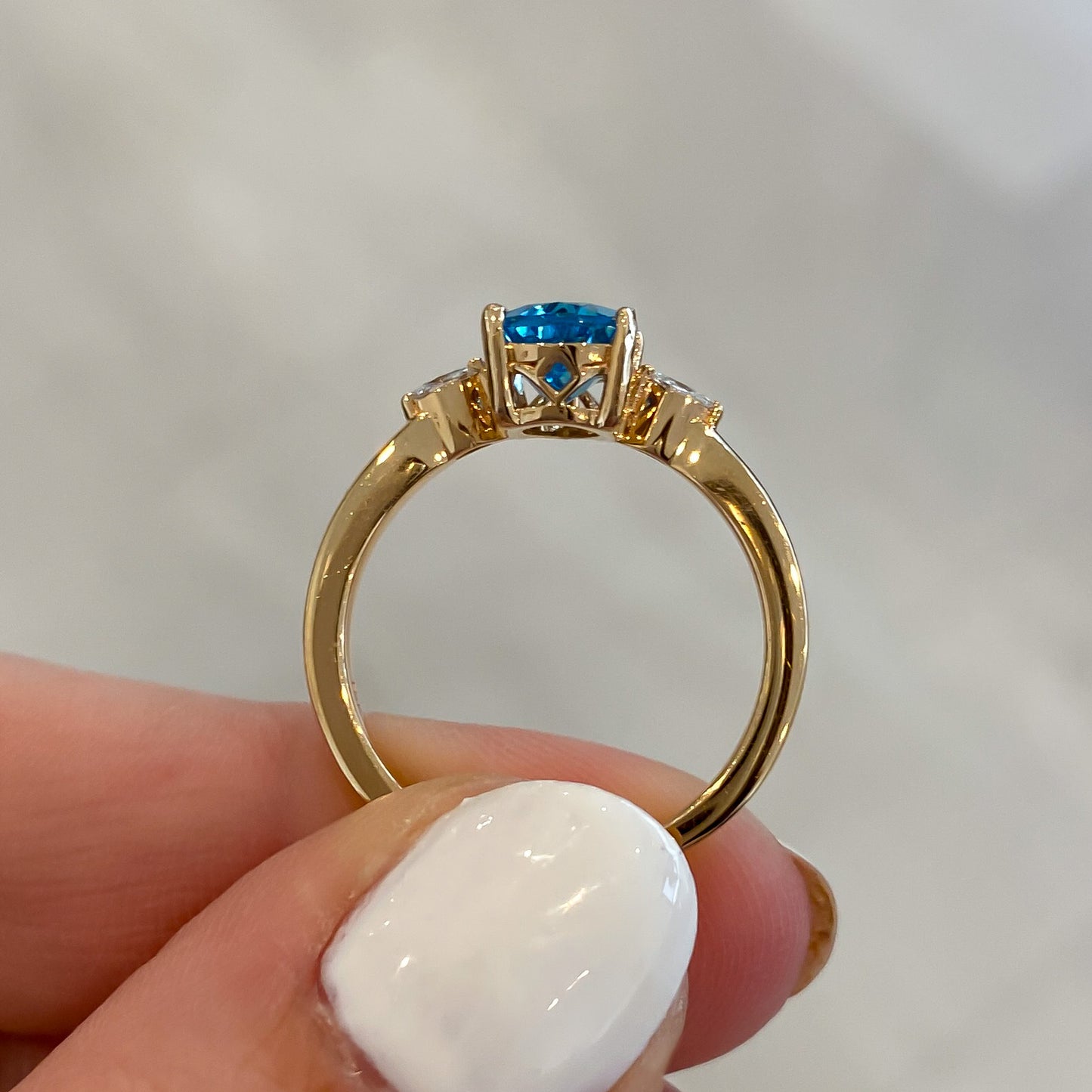 Pear Swiss Blue Topaz and Diamond Accent Ring