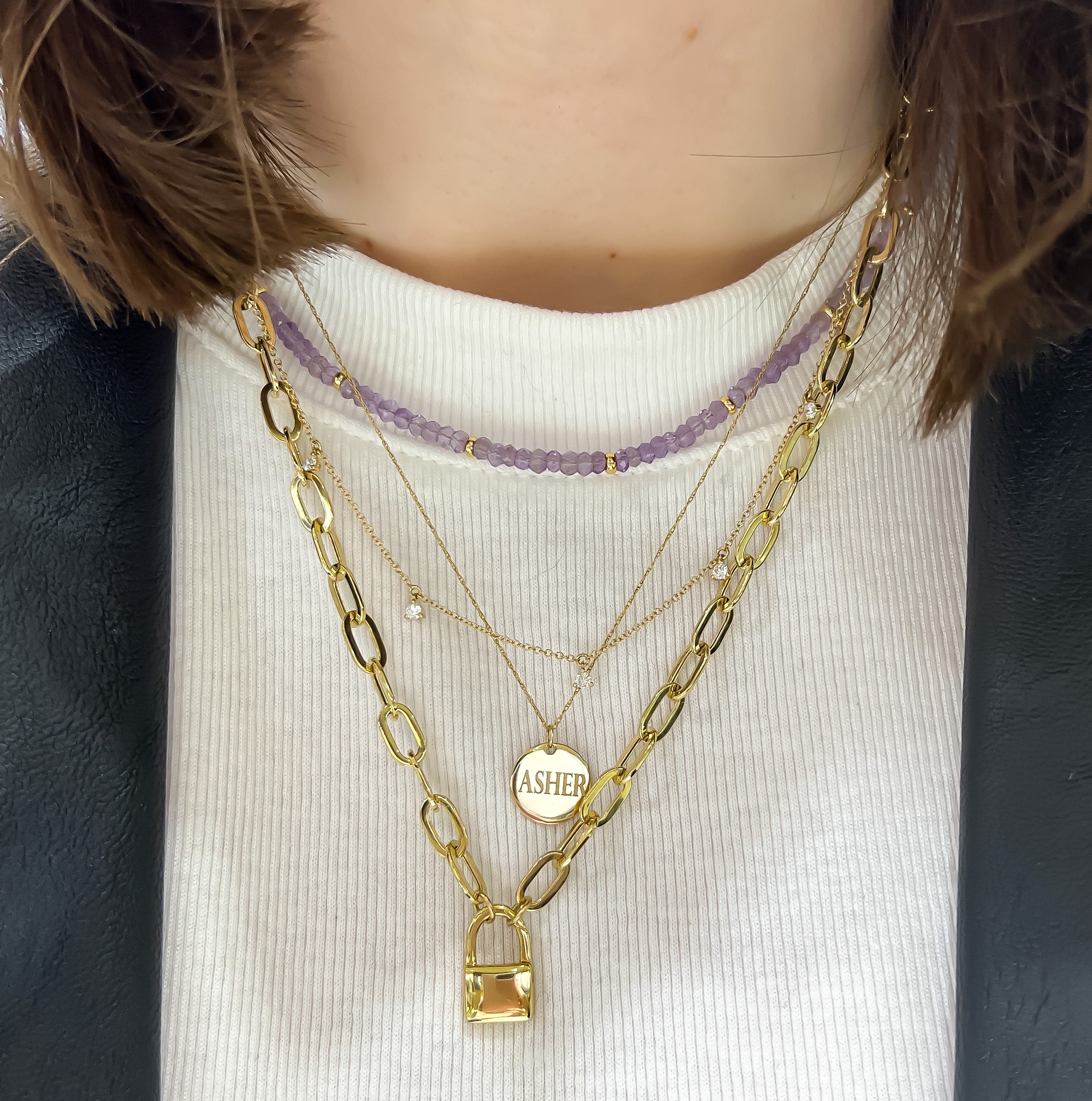 Yellow Gold Engravable Disc with Chain (Engraving Included) - Last Chance