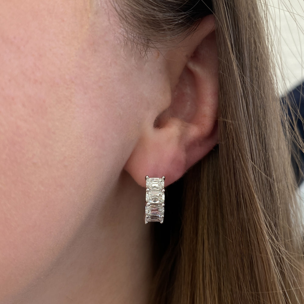 Diana Antique Cushion-Cut Natural Diamond Huggie Hoop Essential Earrings, 3.50 CTTW - Carter's Collective Fine Jewelry