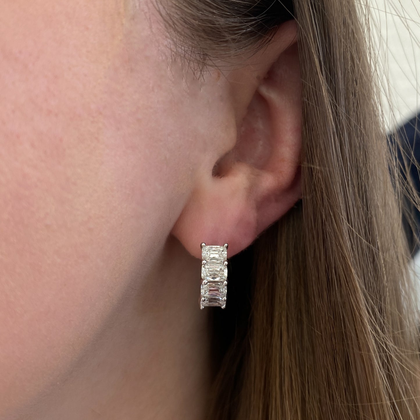 Diana Antique Cushion-Cut Natural Diamond Huggie Hoop Essential Earrings, 3.50 CTTW - Carter's Collective Fine Jewelry