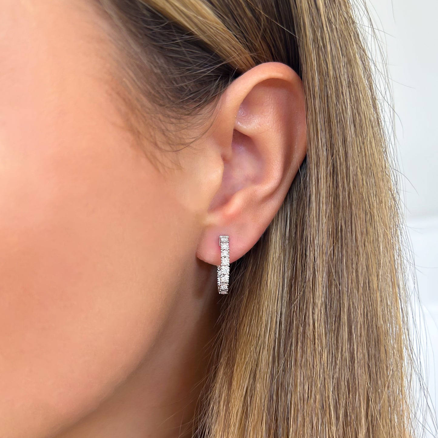 Oval Diamond Illusion Hoop Earrings