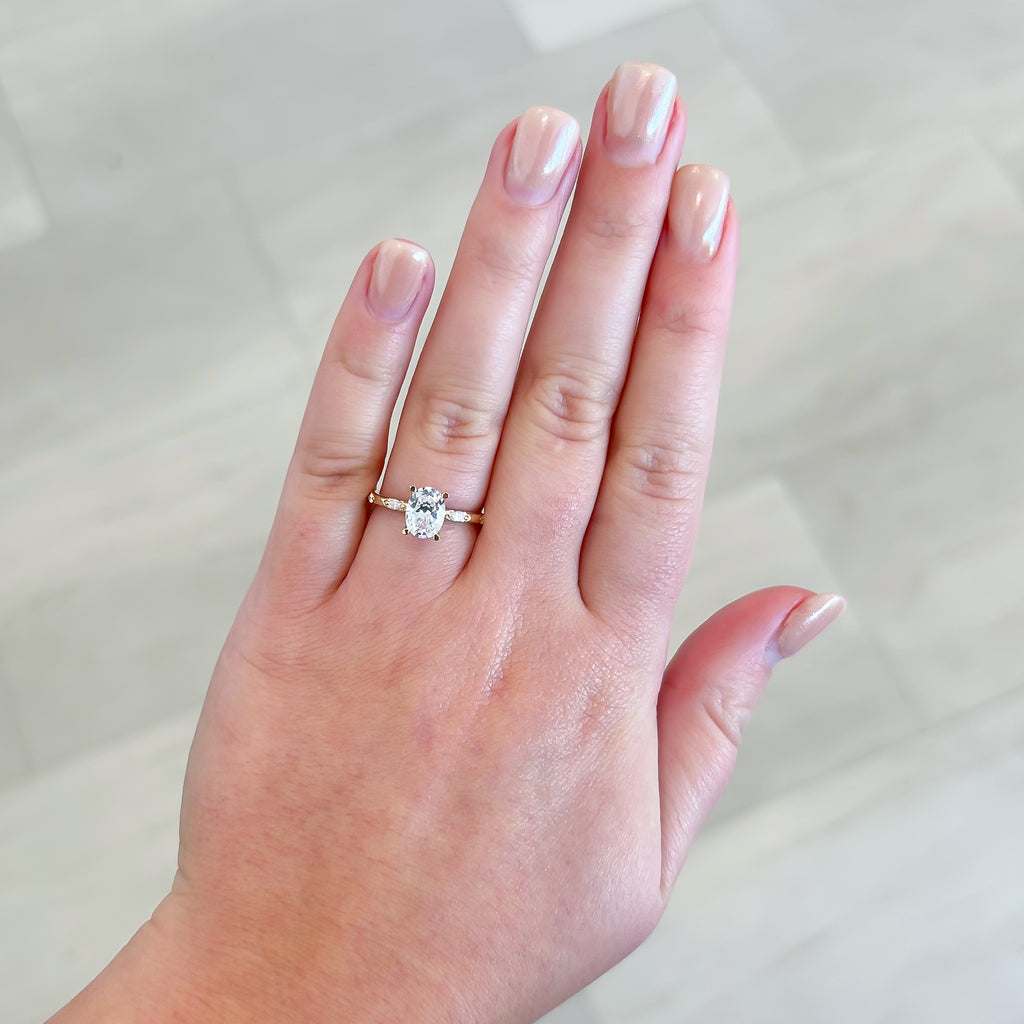 Marquise Accented Diamond Semi Mount with Hidden Halo Engagement Ring, Oval (Does Not Include Center Stone)