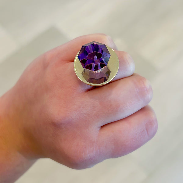 Genuine Amethyst "Ring Pop" Gemstone Ring