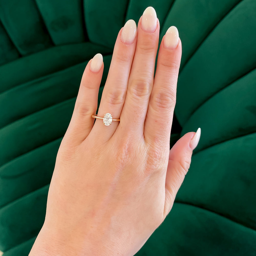 Antique-Inspired Oval Diamond Solitaire Ring, CTTW