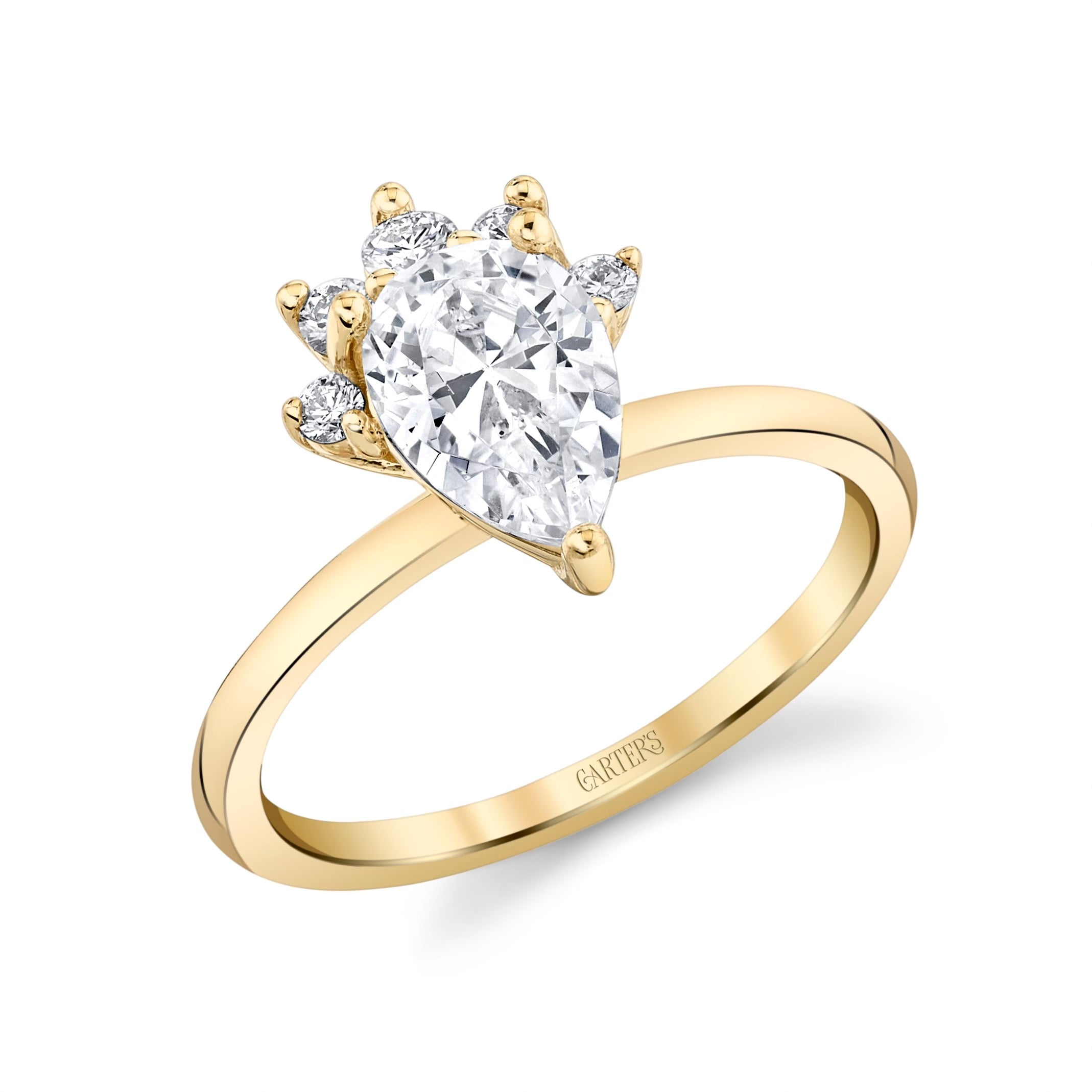 Sage Pear Diamond Accented Semi Mounted Engagement Ring (CENTER STONE NOT INCLUDED)