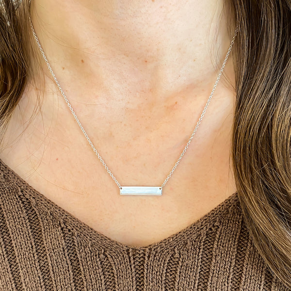 Sterling Silver Engravable Bar Necklace