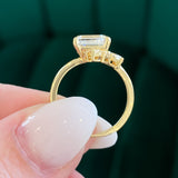 Previously Loved Emerald Cut Lab Grown Diamond Engagement Ring with Abstract Multi Shape Diamond Accents