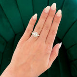 Violet Emerald Cut Lab Grown Diamond Engagement Ring with Accent Stones