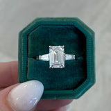 Violet Emerald Cut Lab Grown Diamond Engagement Ring with Accent Stones