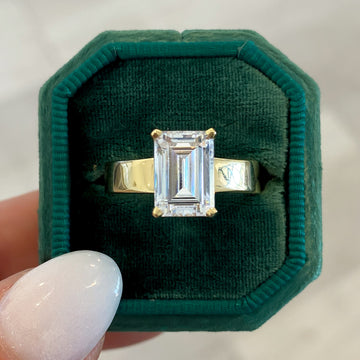 14ky - Emerald / Radiant Cut - 10x7mm - 4.50mm - Flat Band Semi Mount Eng Ring (CZ Center)