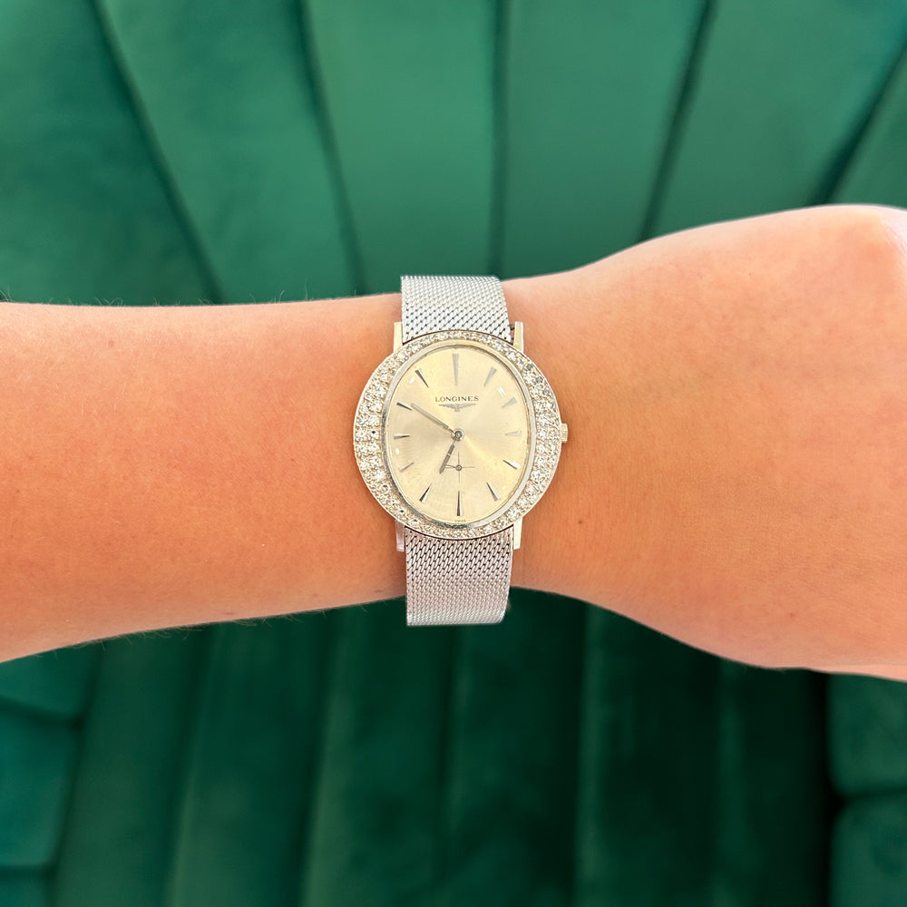 Previously Loved 1964 Longines Watch with Diamond Halo (Sold As Is)