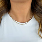 Yellow Gold Crown Set Diamond Tennis Necklace - 1.94cttw
