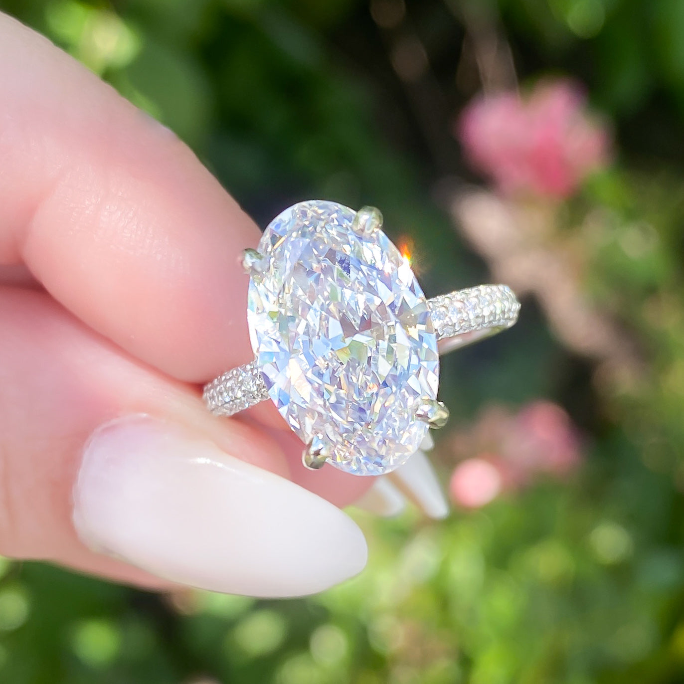 Oval Natural Pave Diamond Engagement Ring – Carter's Collective Fine ...