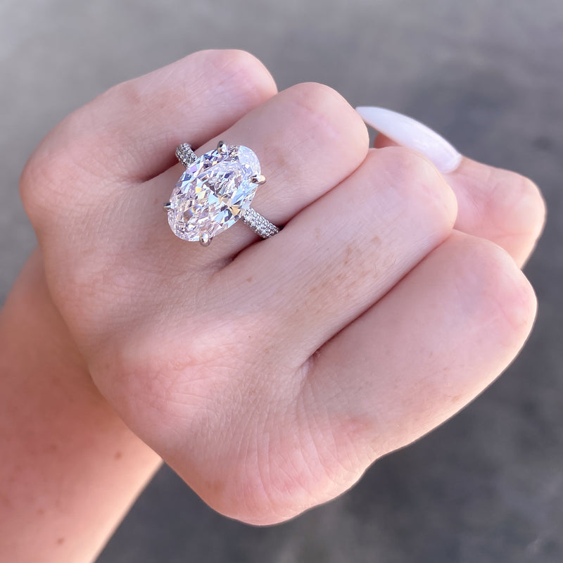 Oval Natural Pave Diamond Engagement Ring