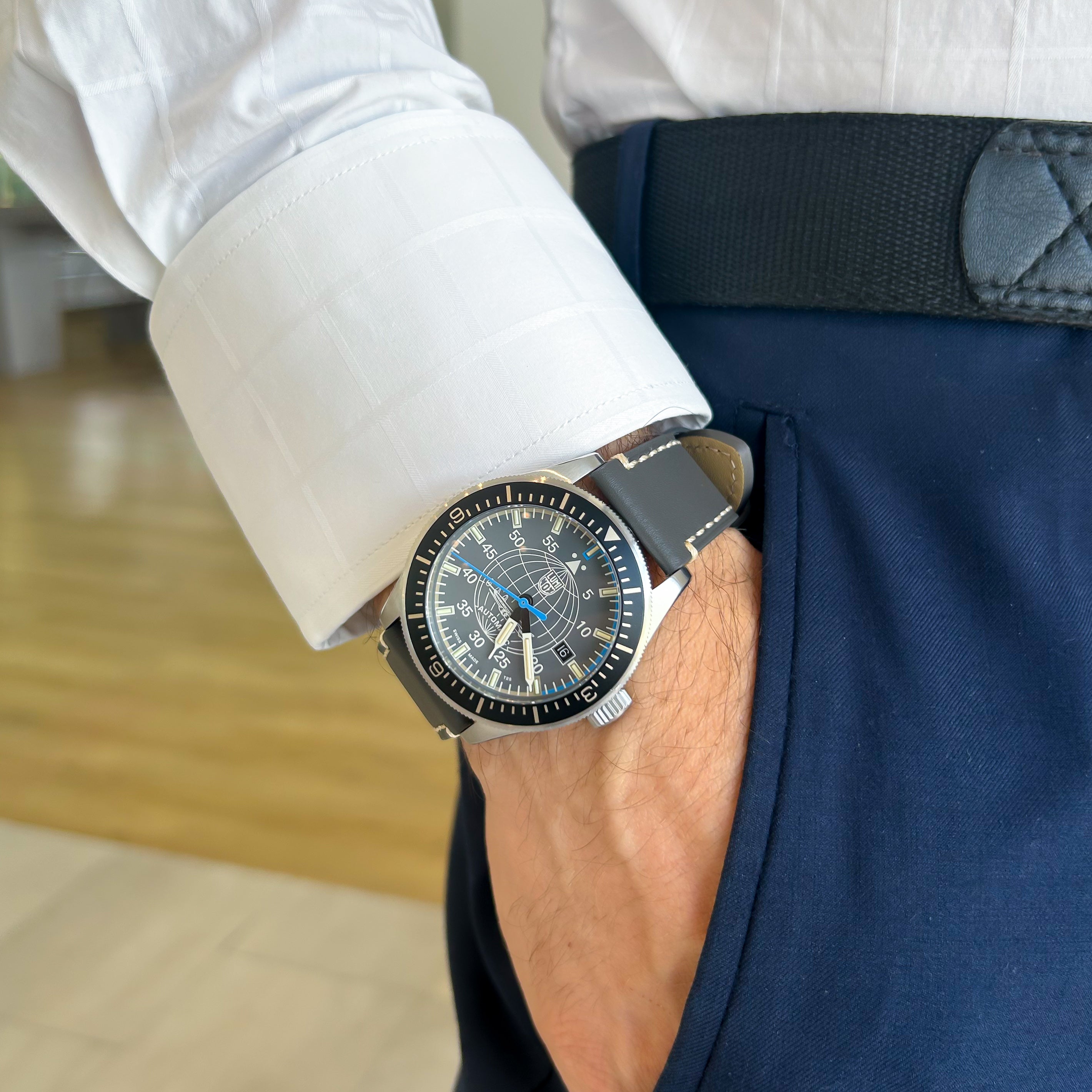 Luminox Constellation Automatic Pilot Watch with Grey Leather Strap, 42mm - Carter's Collective Fine Jewelry